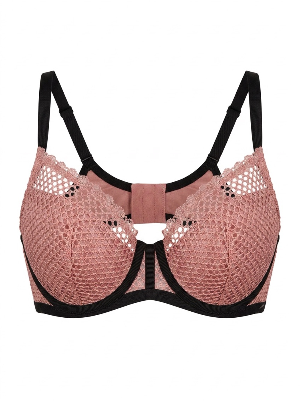 Victoria's Secret Luxe Lingerie fishnet underwire push-up plunge bra 32DD